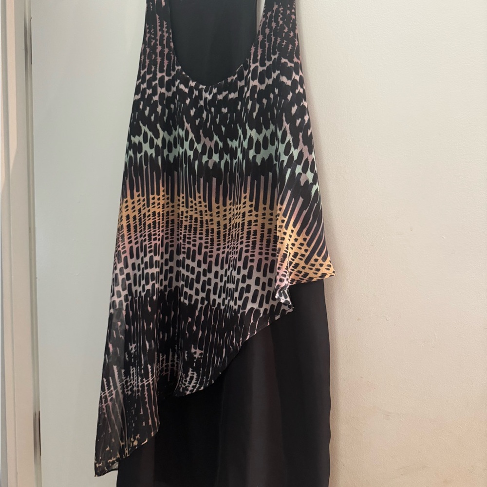 Silence + Noise Black Dress with Vibrant Pattern